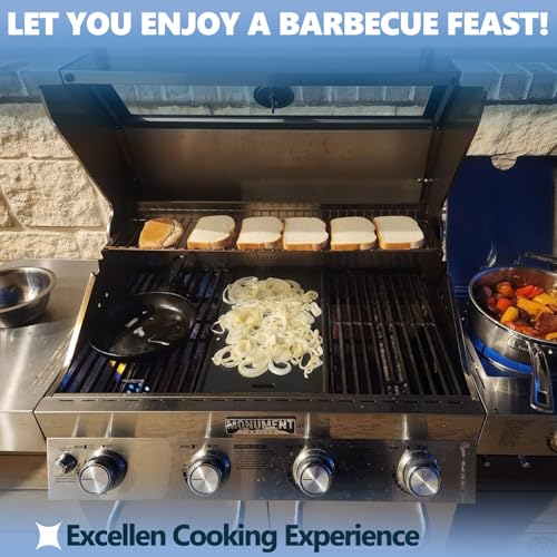 Image of SafBbcue Replacement Parts for Monument Grill 35633 41847NG 24367 24633 17842 4-Burner Gas Grill, Cast Iron Cooking Grids & Reversible Griddle for Monument Grills 97888 96333 Accessories