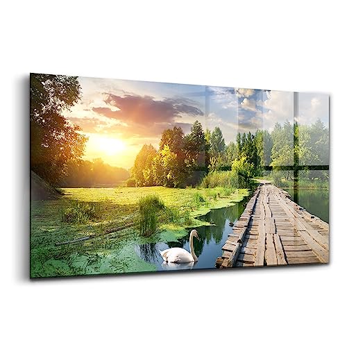 Verre d'art pour l'intérieur 100x50cm tableau cygne haut de gamme