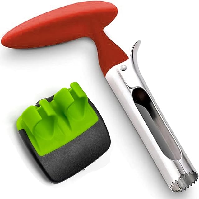 Potato Peeler Apple Corer Tool Set - Pack of 2 - Kitchen Kit | Pumpkin Carving Tool, Fruit Vegetable Seeds Corer & Double Finger Guard Peeler