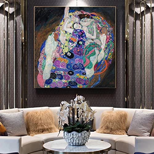 La Vierge impression sur toile Klimt grand tableau prêt à poser 90x90