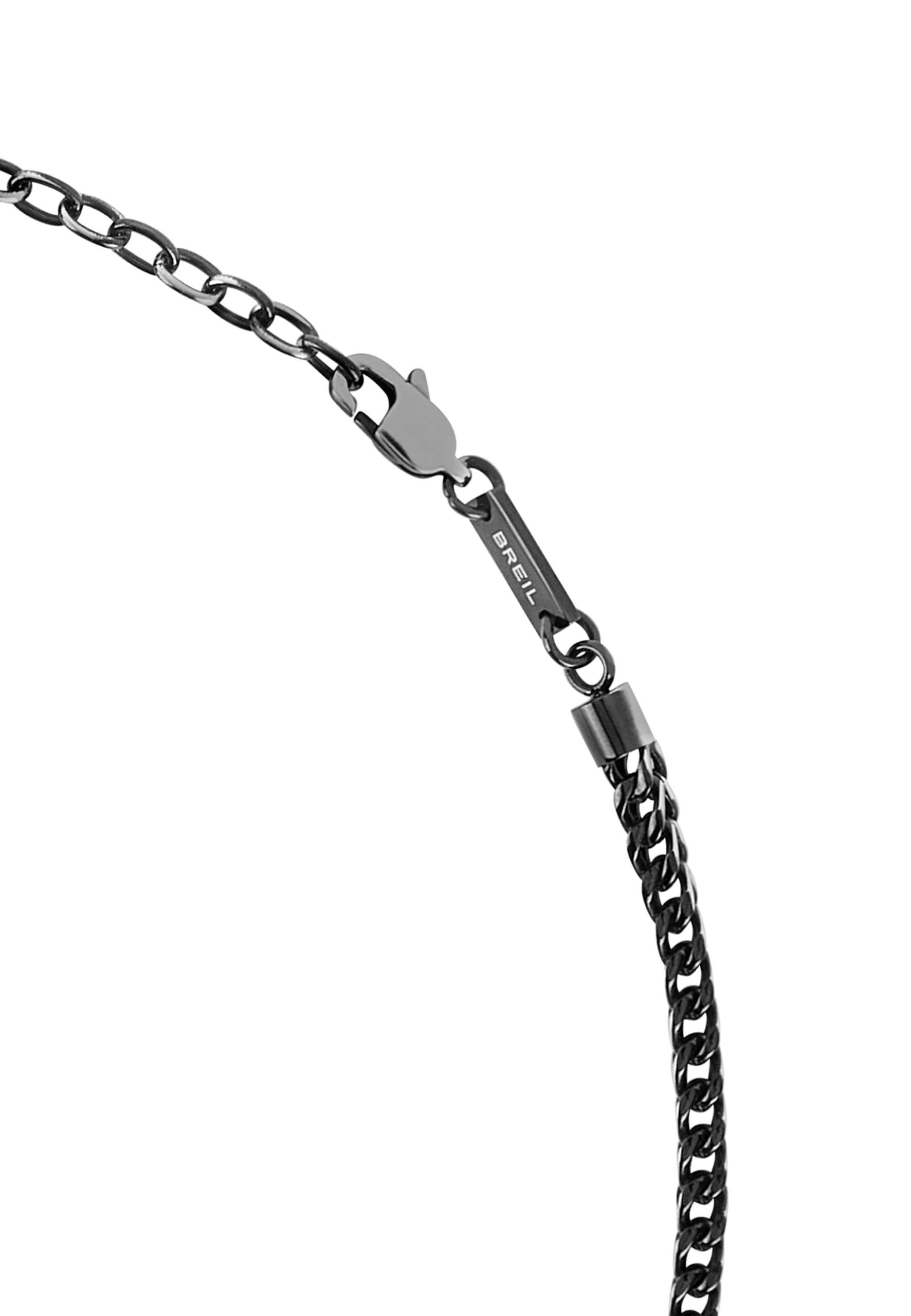 Breil, Collezione Ted Ext, Collana Uomo in Acciaio Lucido Bicolor Nero e Silver, con Catena Intrecciata, Chiusura Regolabile, Lunghezza fino a 52 cm, Idea Regalo Uomo