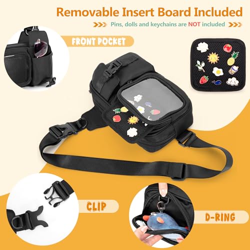 Ita Chest Pack Pin Display Bag with Insert, Ita Sling Bag for Women, Black Pin Trading Purse for Travel Concert3