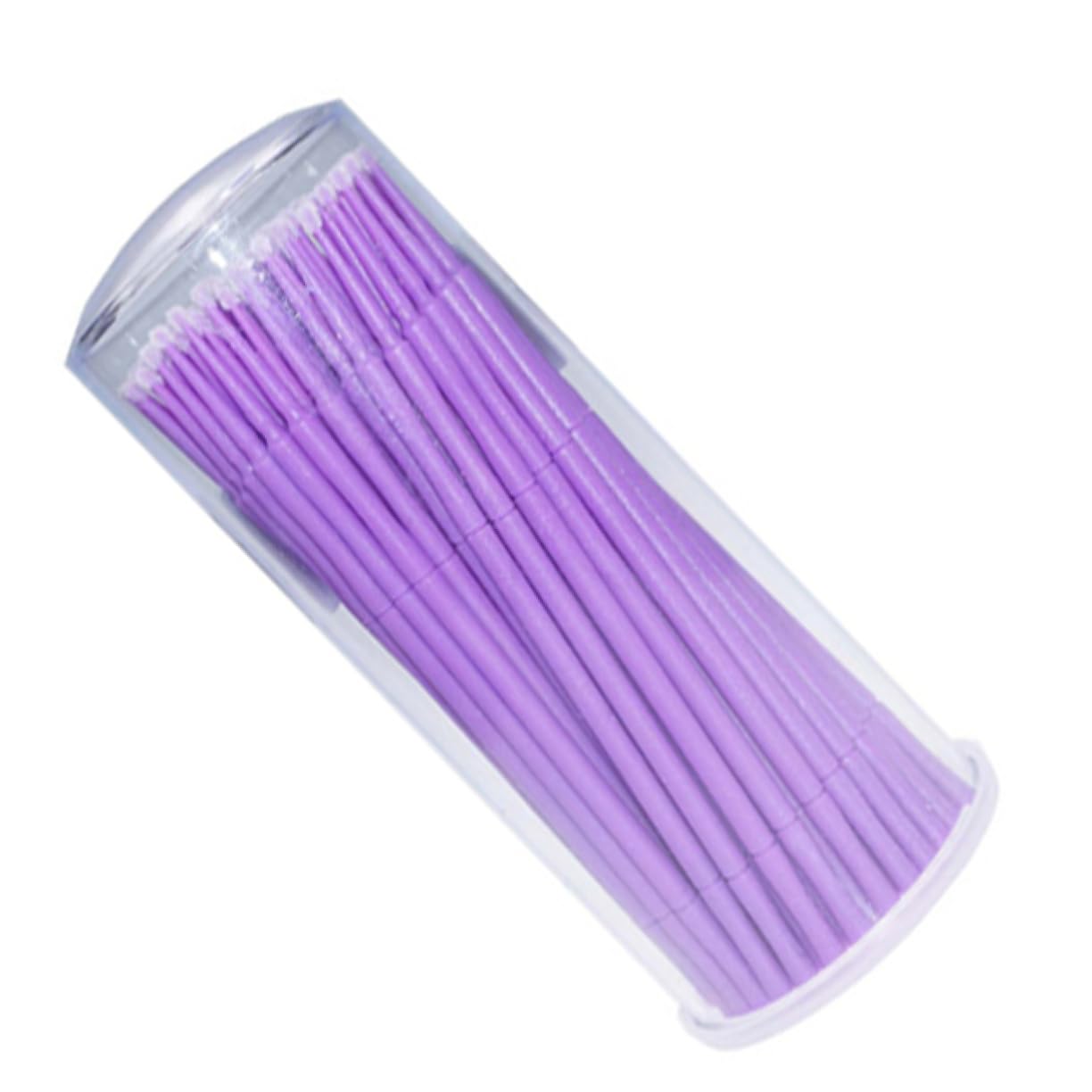 BELLIFFY 100pcs Purple Micro Brush Applicators Plastic Nylon Linter for Eyelash Glue Removal