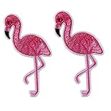 Partyfareast Flamingo Iron On Patches - 10 PCS Embroidered Iron Patches for Clothing,Jeans,Jackets,Hats,Shoes