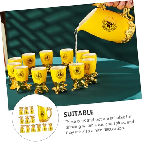 Set 12 Vasos de Licor Cerámicos con Dispensador Amarillo miniatura 4