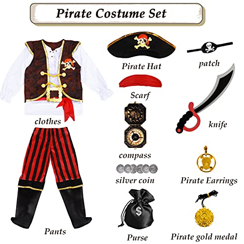 G.c Pirate Costume For Kids Pretend Role Play Dress Up Party Favors Deluxe Toys Gift Pirate Set For Children Toddler (5-6 Years) #TOP2