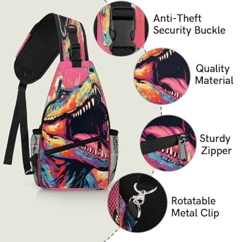 Bolso Cruzado Pequeño Dinosaurios Rojo para Senderismo miniatura 3
