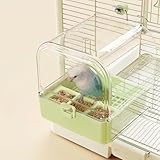 tafit Hanging Bird Bath for Cage with Bowls & Mesh Bottom - 3-in-1 Multifunction Bird Bath/Bowl/House, Bird Shower for Lovebirds, Finches, Parakeets, Budgies, and Other Small to Medium Birds - Green