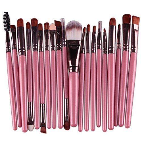 Cinidy 20 pcs Makeup Brush Set tools Make-up Toiletry Kit Wool Make Up Brush Set (Coffee)