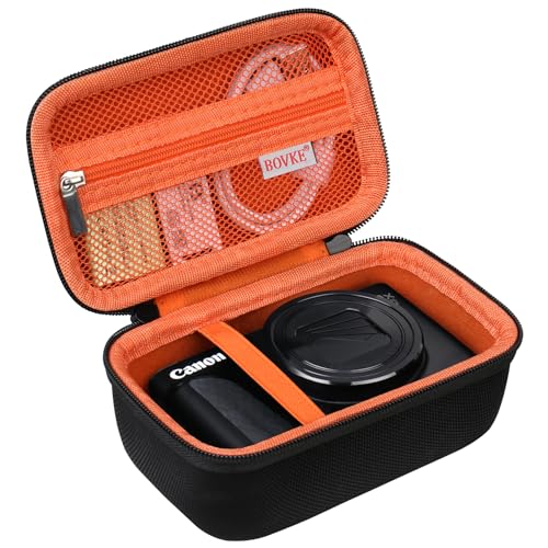 Caratteristiche speciali: questa custodia Canon SX740 HS è dotata di una tasca in rete con cerniera per cavi USB aggiuntivi, batterie e altri accessori per fotocamere vlogging Canon SX740 HS. Un elastico protegge la fotocamera digitale Canon SX740 HS da urti e cadute.