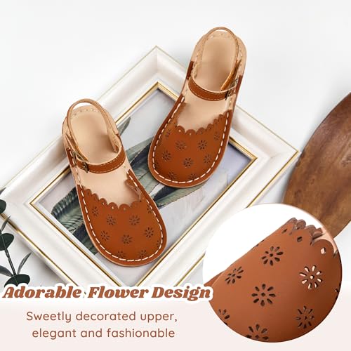 Image of Flaryzone Girls Sandals Closed Toe Summer Flats Dress Sandals Shoes Toddler /Little Kid
