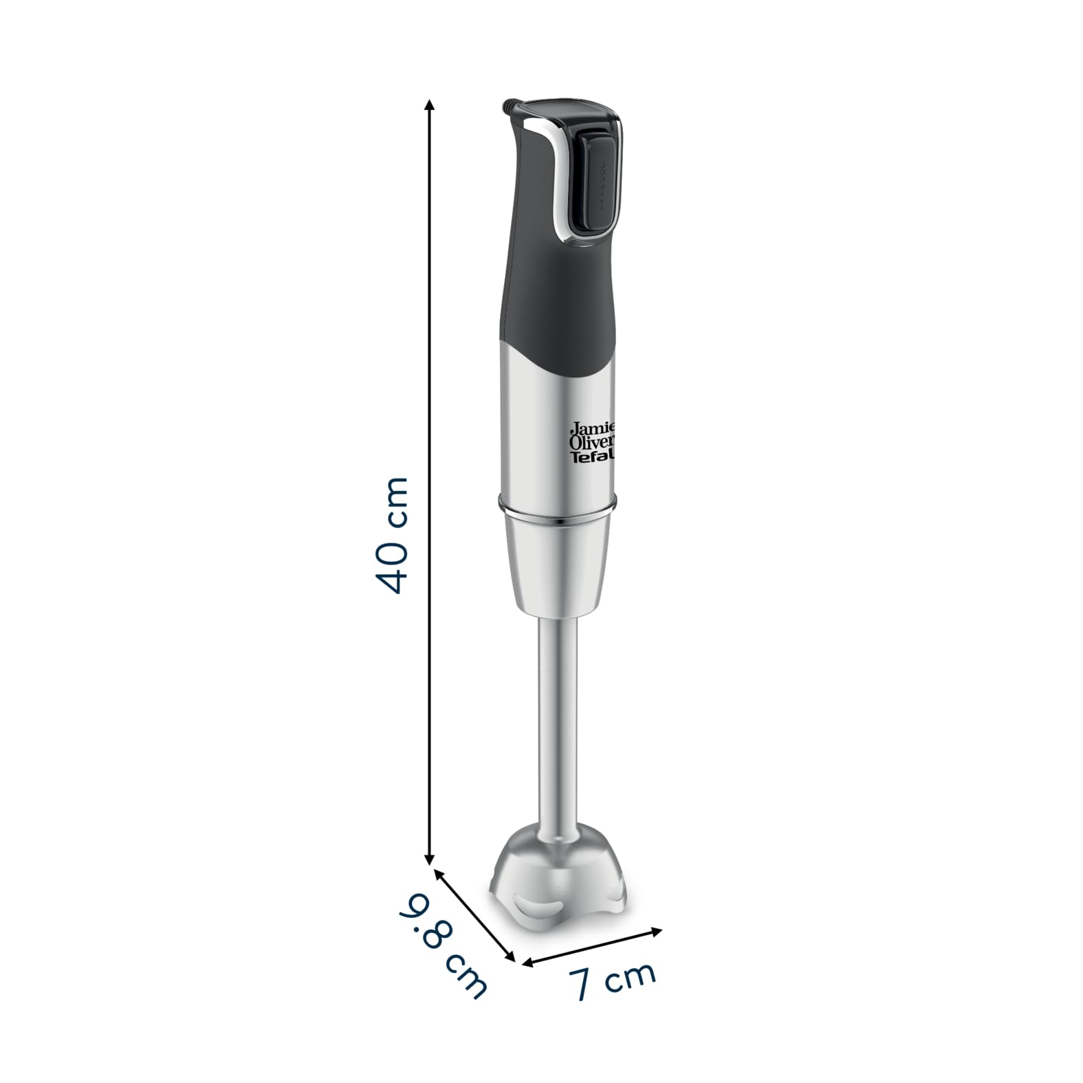 Jamie Oliver by Tefal Stabmixer, Edelstahlklingen, 1200 Watt, Mixerfuß spülmaschinengeeignet, Multi-Speed Trigger, Spritzschutz, inkl. 800 ml Becher, Mixer, Schwarz/Edelstahl, HB95JD10