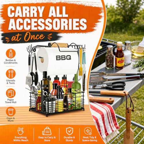 Organizador para Parrilla Grill Caddy con Asa de Madera miniatura 2
