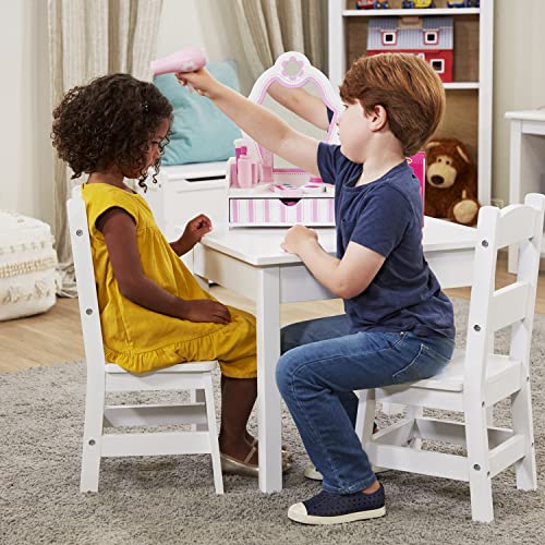 Image of Melissa & Doug Wooden Kids Table & Chairs Set, Montessori, Homeschool Classroom Must Haves, Bedroom Furniture for Boys & Girls 3+