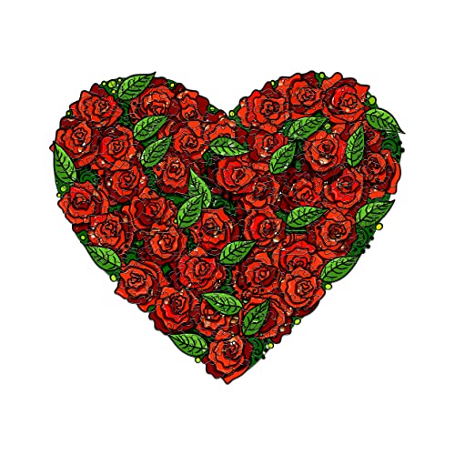 PRSTENLY Puzzle Bois Avec Caisse en Bois, Puzzle En Bois Animaux pour Adulte Enfant - Roses D'amour, 81Pièces de Puzzle de Forme Unique, S - 8.7*7.6Pouce Cover