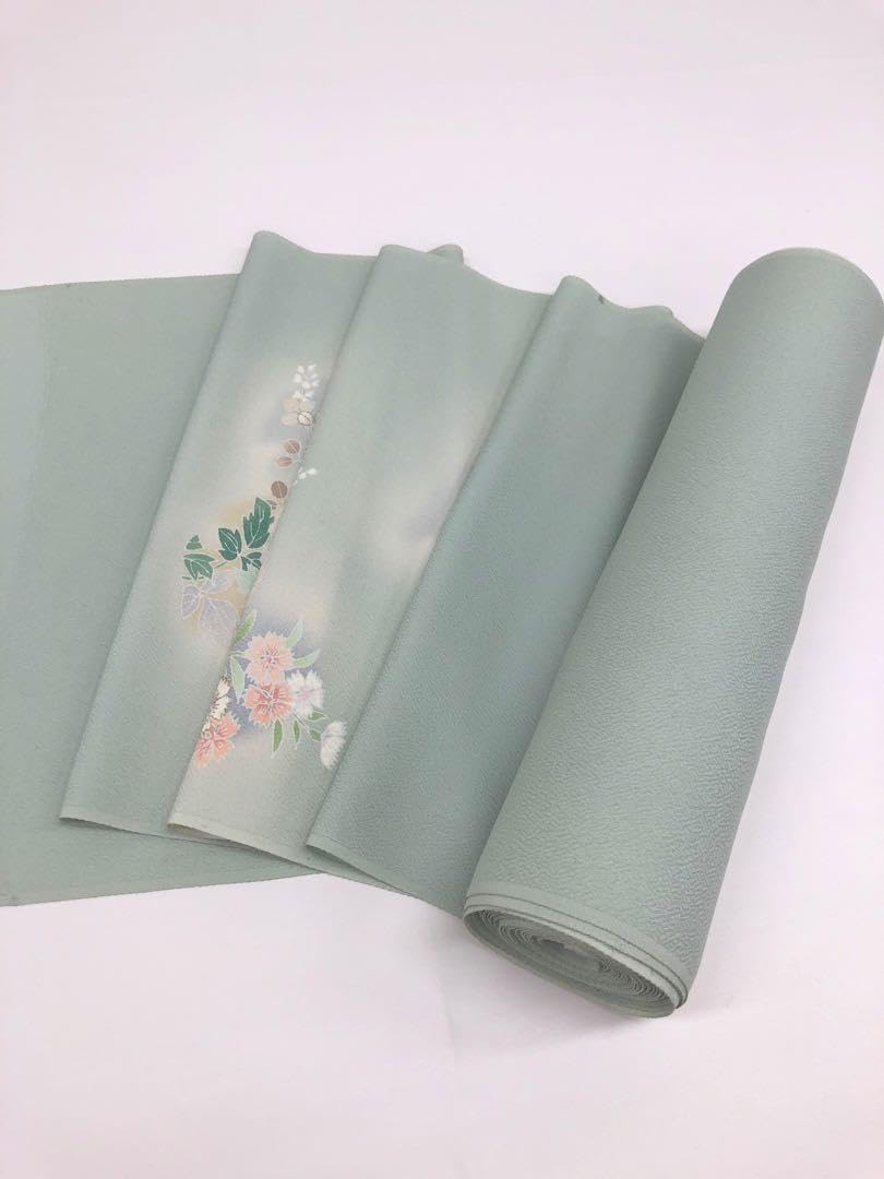 小紋 手描 紋意匠 千草鼠色 正絹 反物 付け下げ 手刺繍 手描 金彩 紋意匠 千草鼠色 正絹 反物