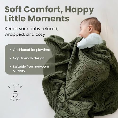 Image of Hypoallergenic Baby Blanket - 30x40 Inches Pepper Green, Oeko-TEX Certified, Thermal-Regulating, Silky Soft Knit for Girls & Boys - Swaddle, Toddler, or Receiving Blanket