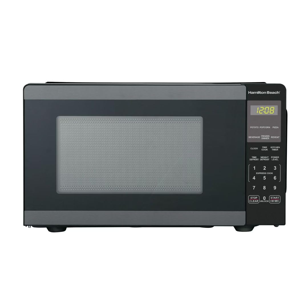 Hamiilton 0 9 Cu Ft Countertop Microwave Oven 900W Compact Stainless Steel with Easy-Touch Controls