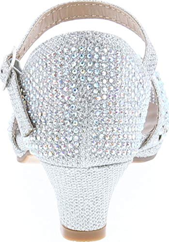 Link Fantastic-92K Girl's Rhinestone Cutout Buckle Ankle Strap Chunk Heel Sandals4