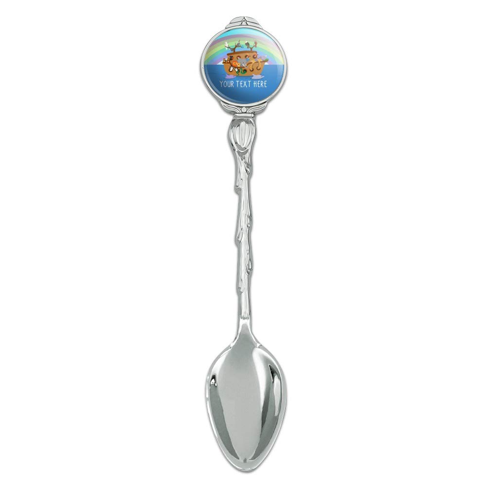 Personalized Custom 1 Line Noah's Ark with Rainbow Novelty Collectible Demitasse Tea Coffee Spoon