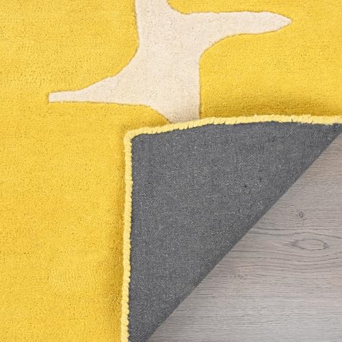 Image of Restoration and Renovation Modern Wool Area Rug - Contemporary Abstract Geometric Design, Thick & Soft Hand-Tufted Carpet - Ideal for Indoor Decor in Living Room, Bedroom (Honey, 8' x 10')