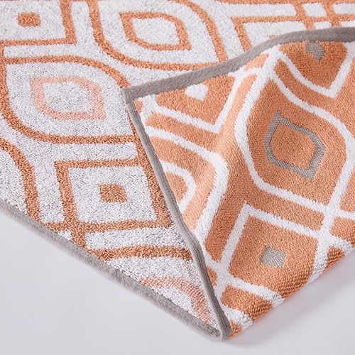 Image of Modern Threads 6 Piece Bath Towel Set Bathroom Set w / 2 Bath Towels, 2 Hand Towels, & 2 Wash Cloths 100% Cotton, Super Absorbent & Extra Soft Reversible Classic Diamond (Rust Orange) 1 Set (Pack of 8)
