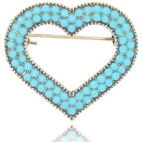 Image of Turquoise West Cowboy Oval Tear Drop Brooch Pin for Women Retro Brooches Pins Classic Fashion Jewelry Accessories Gift
