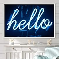 Framed Canvas Wall Art Illuminated Words 3D Industrial Inspirational Multicolor Neon Pop Art Quotes Typography Urban - 16x24 inches