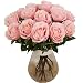 Bringsine High Quality Artificial Flowers, Real Touch Pu Flowers Silk Artificial Rose Flowers Home decorations for Bridal Wedding Bouquet, Birthday Flowers Bunch Hotel Party Garden Floral Decor Pink