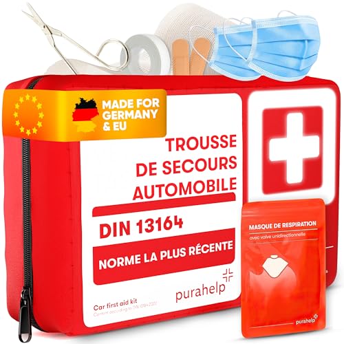 Trousse de Secours Voiture - Conforme Norme DIN 13164 - Trousse Premier Secours Voiture