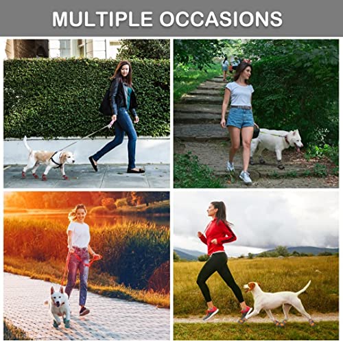 Image of PETANGEL Dog Boots for Hardwood Floor | Pack of 4pcs Breathable Dog Shoes | Dog Booties with Reflective Anti-Slip Sole | Outdoor Paw Protectors with Rubber Soles for Hiking and Running (Size: 4)