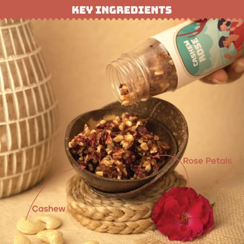 Image of JoySpoon Cashew Rose Mukhwas Mouth Freshener, 200g Cashews, Almonds, Coconut, Dates & Fennel Seeds, Pack of 2