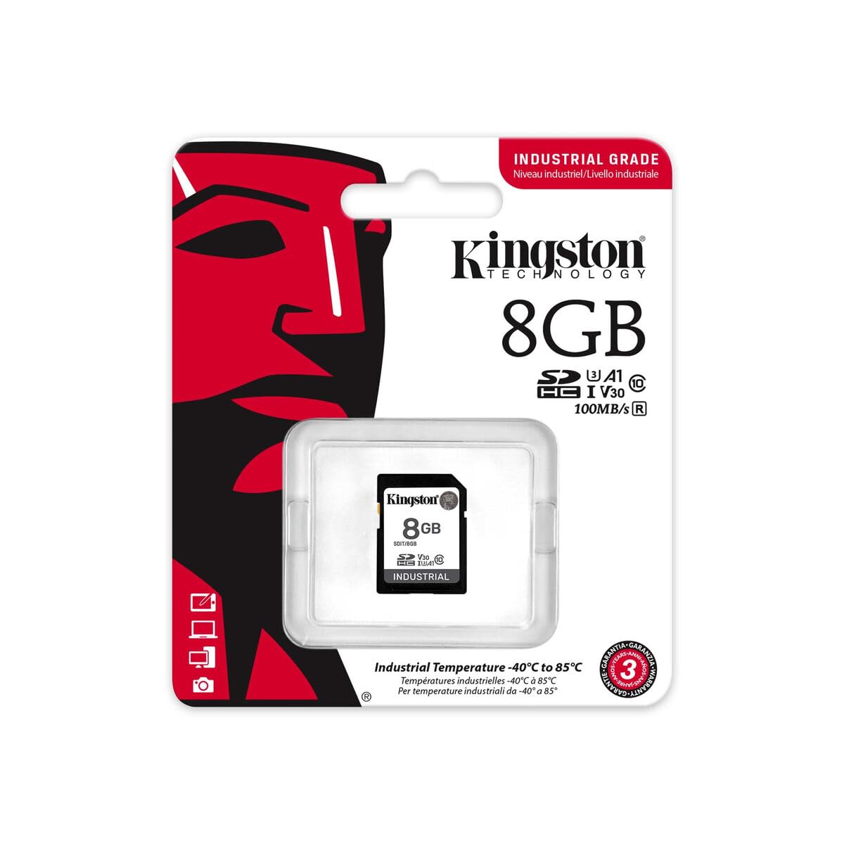 Kingston Industrial SD Card, Up to 100MB/s, High Endurance, UHS-I U3 V30  A1, (SDIT/8GB) : Amazon.com.be: Electronics