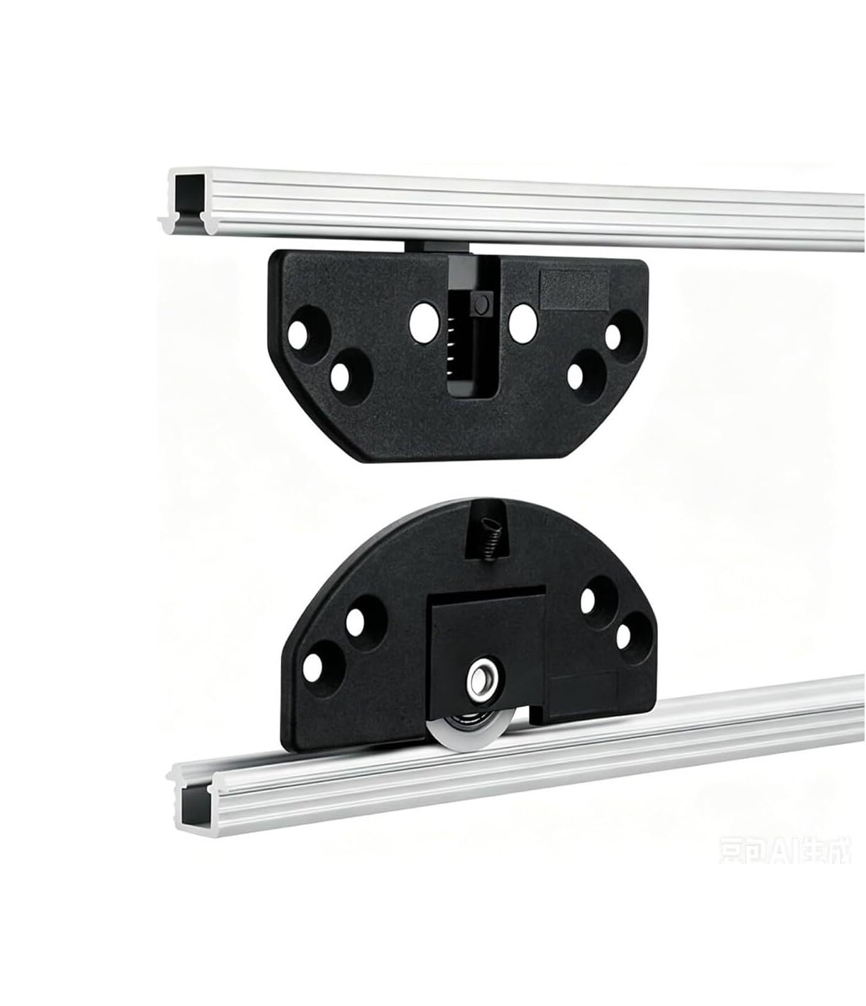 Zestaw prowadnic do drzwi przesuwnych z rolką PE, szyną ze stopu aluminium do szafy ubraniowej, 1 zestaw(Double Door,6.6ft)