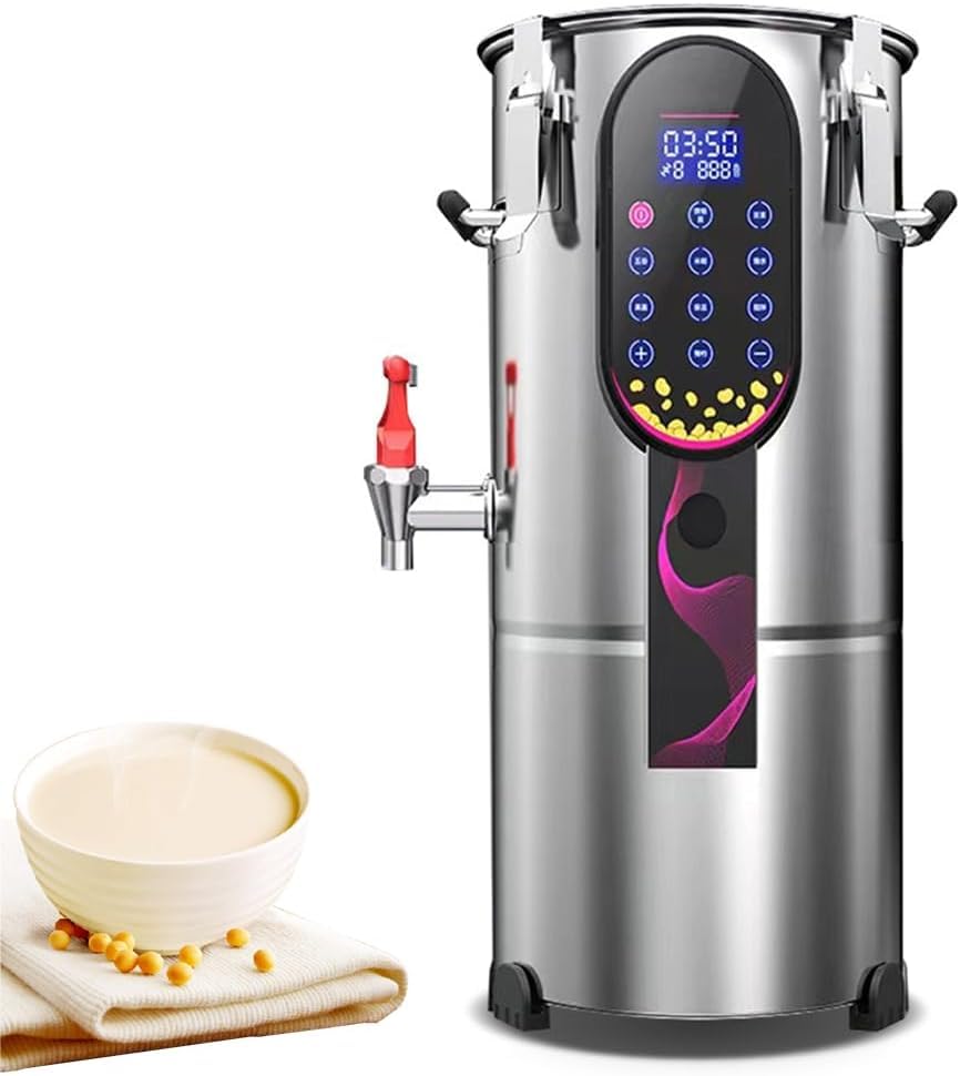 Máquina automática para hacer leche de soja, acero inoxidable, capacidad de 11 litros, limpieza automática, función de mantener caliente las 24 horas para leche de almendras, avena, coco y soja