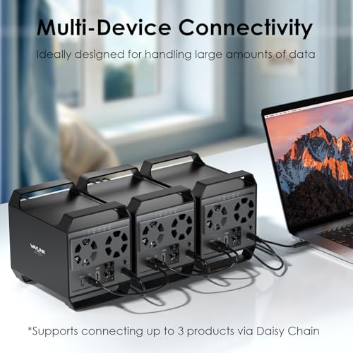 Image of WAVLINK 4-Bay Hard Drive Enclosure for 3.5 inch and 2.5'' SATA HDD /SSD Featuring 10Gbps USB-C 3.2, Max 128TB Capacity, Built-in Temp-Controlled Cooling Fans, 4K HDMI Stunning Video Output, Aluminum Shell