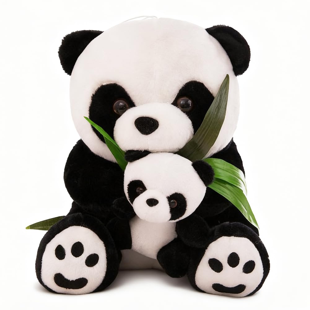 JynxtoyZeal Panda Plush Doll, Cute Stuffed Mother and Child Panda Doll, Soft Fluffy Animal Plush for Home Sofa Bedroom Office Car Decoration Ornament-20cm
