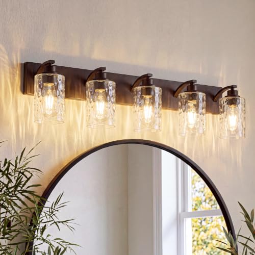 Image of 5-Light Bathroom Light Fixtures Modern ORB Vanity Lights