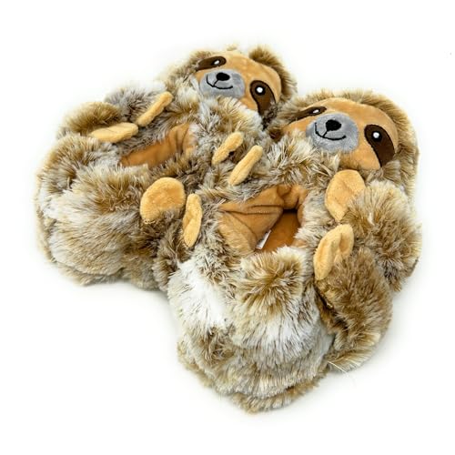 Image of ooohyeah Women’s Fuzzy Animal Hug Slippers, Cute Funny Cozy Non-Slip House Foam Slippers for Women, Dusty the Sloth, 5-6