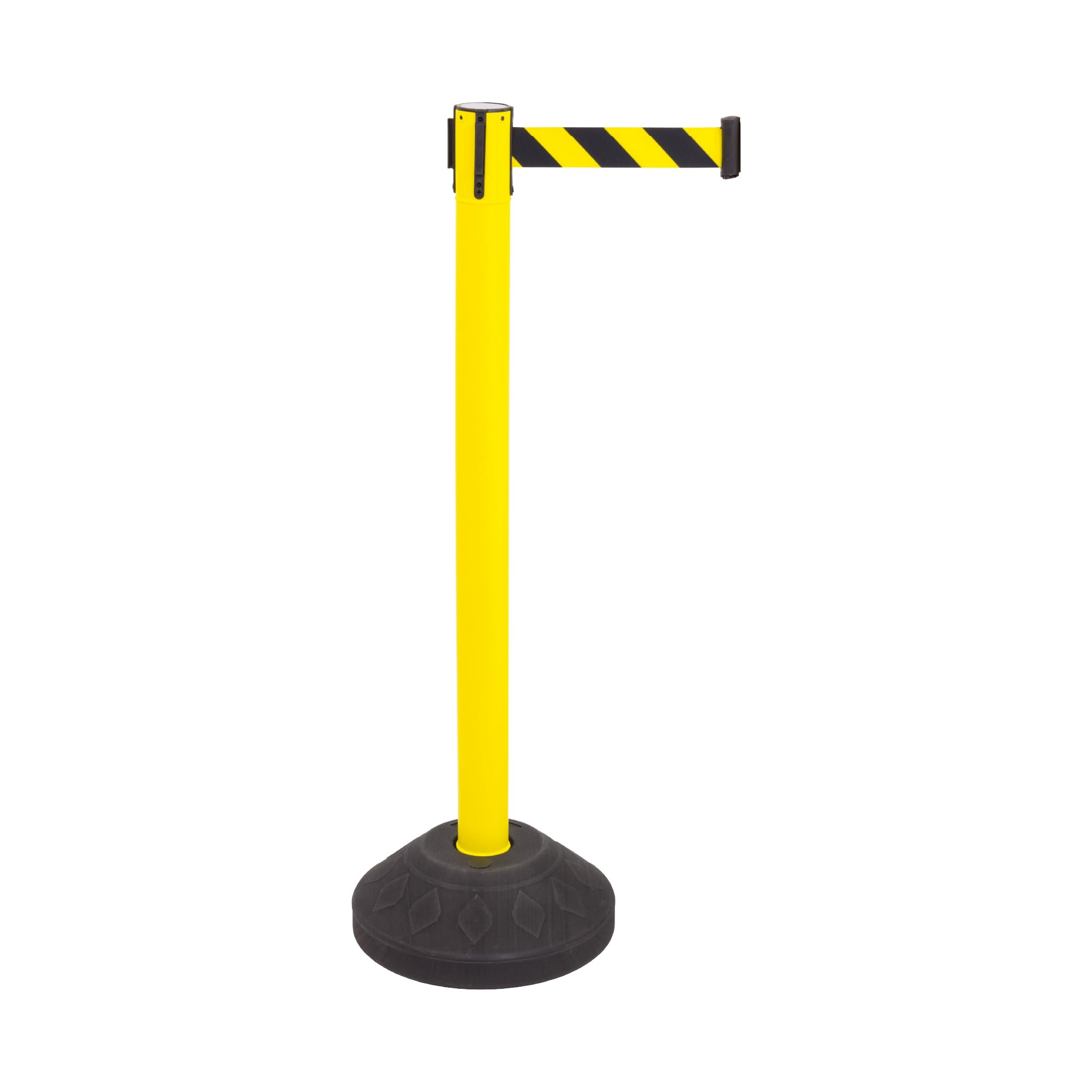 Postes Separadores con Cinta Extensible Amarillo 91cm Acero Resistente 4 Vías de Conexión