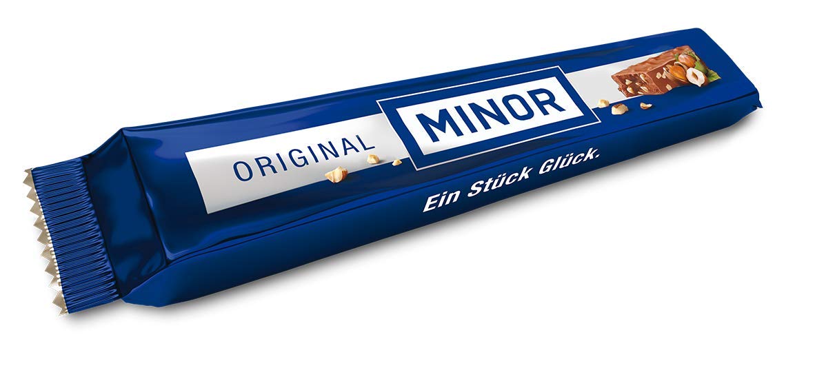 Minor Original Schweizer Schokolade Schokoriegel Classic 44 x 42g 1,848kg | knackige Haselnuss-Splitter, glutenfrei, Thekendisplay Nougat Gianduja, Schokoladenriegel, für Genießer