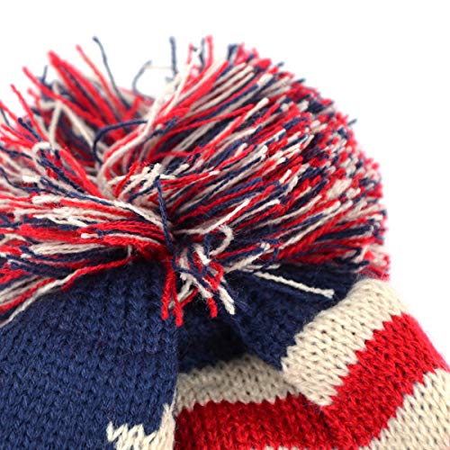 Image of USA Winter Hat - Knit, Cuffed Beanie with Pom Pom, USA Flag Design, Warm Fun for Cold Days