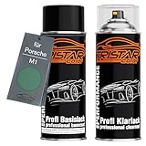 TRISTARcolor Pintura automotriz Set de botes de spray para Porsche M1 Minzgrün/Mint Green Pintura base pintura transparente aerosol 400 ml