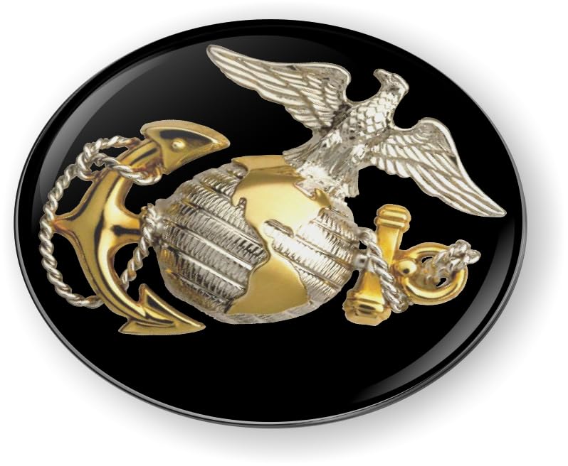 Image of BestLicensePlateFrames - USMC - The Eagle, Globe, and Anchor 3D Domed CAR Emblem Badge Sticker Flexible - Official U.S. Marine Corps Licensed Product