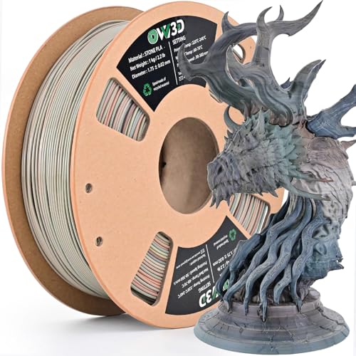 Image of OVV3D Stone PLA 3D Printer Filament, Rock PLA Filament 1.75mm, Volcano Grey | Stone Filament, Rock PLA Filament 1.75mm + /- 0.02mm 1kg, Better to Print Fossil Bone / Marble, Gradient Brown Tan Beige Grey