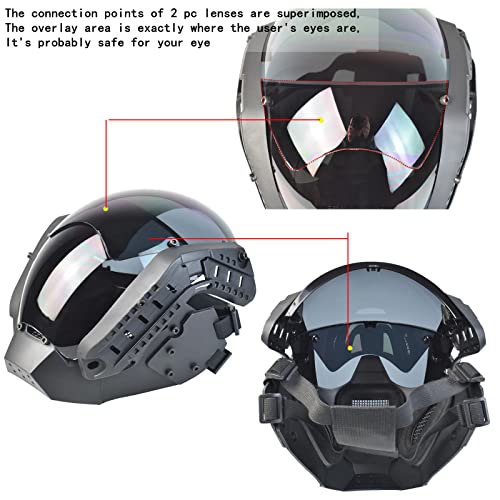 Tactical Full Face Masks With Tactical Goggles,Cs Tactical Knight Mask Protective Paintball Eye Protection Cosplay Costume Movie Shooting For Men (Blcak With Rail) #TOP2