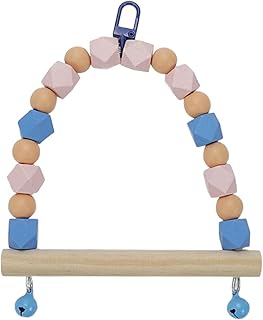 Tsnamay Columpio de madera para pájaros de tamaño pequeño, color rosa azul y madera