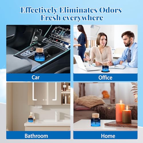 Image of Car Air Freshener & Car Air Freshener Refill Set | Natural Essential Oil Fragrance Aromatherapy Diffuser, Long-Lasting Scent for Car Cup Holder Accessories