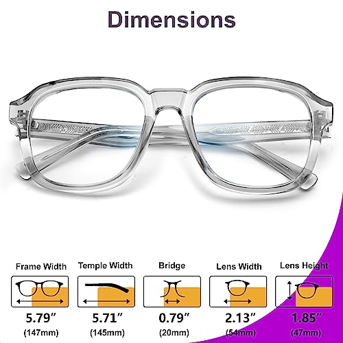 VISOONE TR90 Square Frame Blue Light Blocking Glasses Fashion Computer Eyewear for Women and Men Bennett