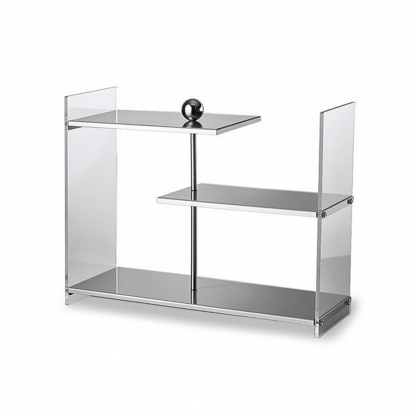 Étagère Comptoir avec Marches Étagé Présentoir Table avec Étagères Polyvalent Organisateur Maquillage Étagères pour Coiffeuse, Argent
